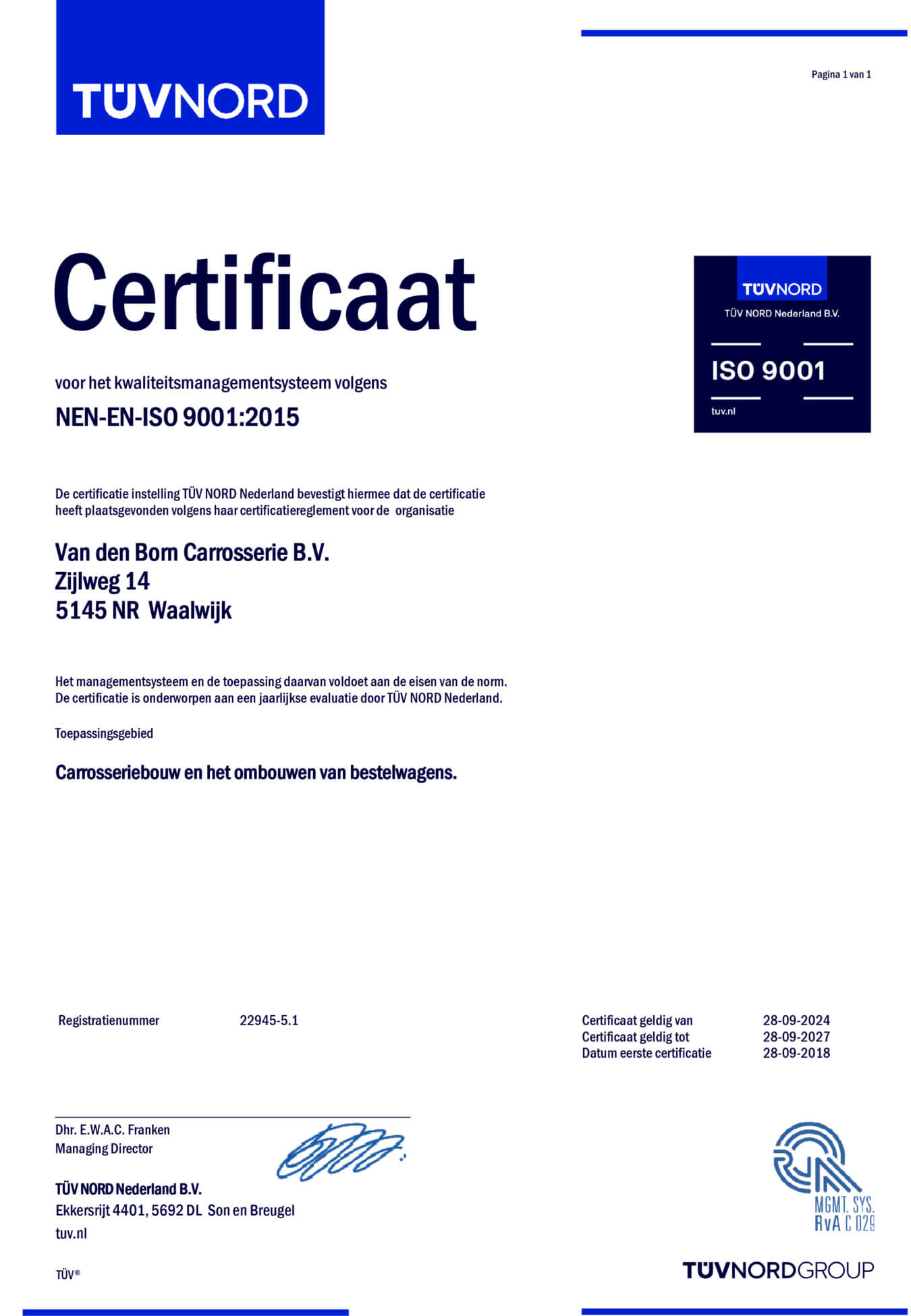 ISO 9001 certificaat