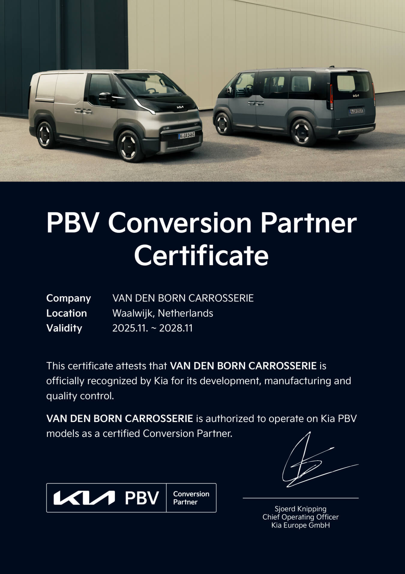 Kia Conversion Partner Certificate